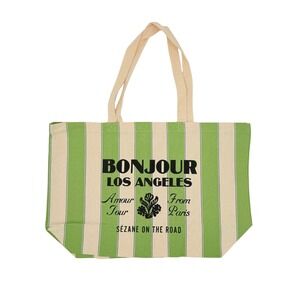 Sézane "Bonjour Los Angeles" Tote Bag – Amour Tour Paris – 100% Cotton - Green